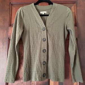 Madewell Crinkle Knit Cardigan Top - Kale Green Size Small